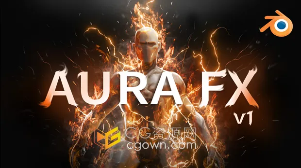 Blender插件Realtime Aura Fx Pack V1闪电火焰烟雾气流能量光环粒子特效资产预设