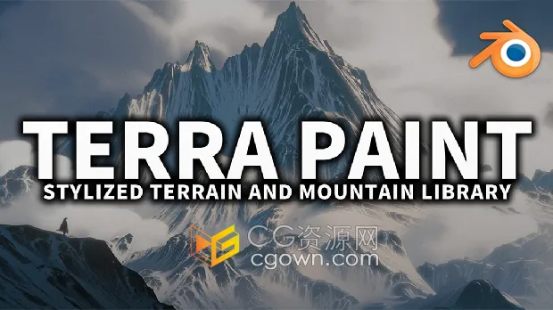 Blender插件Terra Paint Pro卡通风格化地形和山脉模型库资产预设包