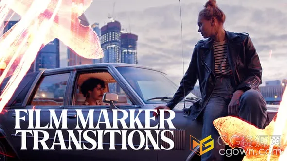 垃圾纹理仿旧叠加层和邋遢手绘笔触复古风格15 种胶片标记过渡-PR模板