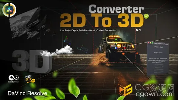 DaVinci Resolve插件一键将静态图像照片转换为3D视差动画和动态视频