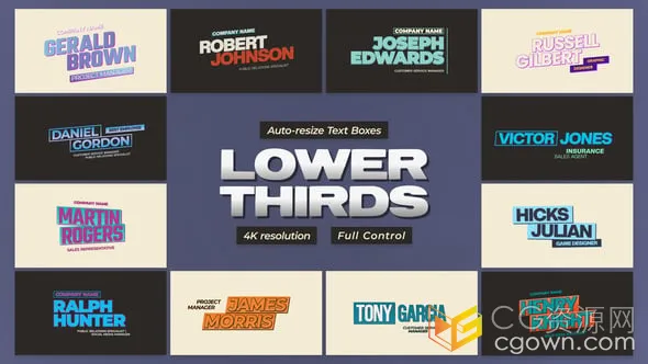 12个视频字幕动画人名团队信息介绍动态文字标题-AE模板