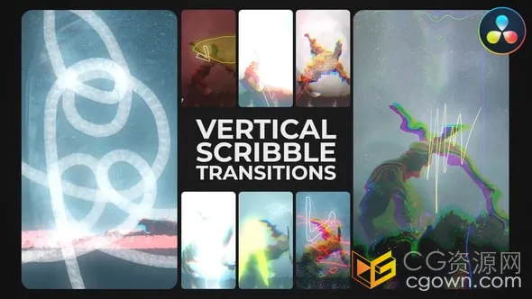 色彩缤纷卡通闪光效果动态抽象涂鸦垂直过渡-DR达芬奇模板