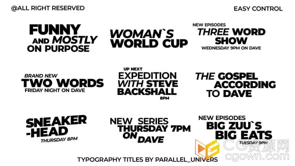 现代粗体文字标题排版字幕动画-AE模板免费下载