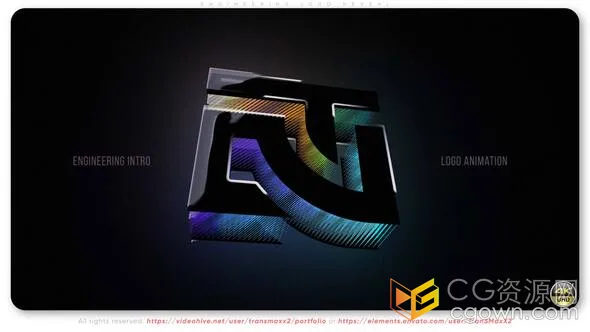 模拟微芯片光纤和工业激光器运行动画工程技术标志揭晓-AE模板