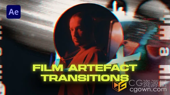 老式电影复古胶片纹理效果视频转场特效-AE模板