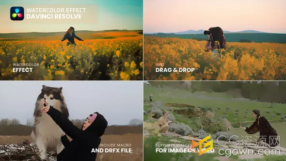 DR达芬奇插件-生成水彩效果视频画面Davinci Resolve