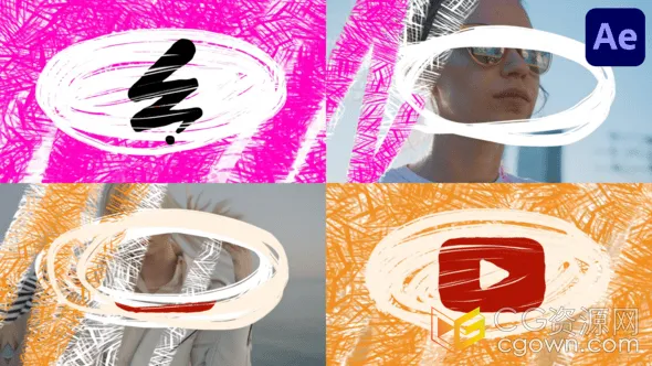 毡头笔涂鸦手绘动画现代艺术宣传视频片头-AE模板