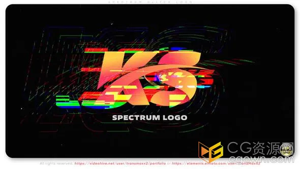 故障和频谱效果冲入画面赛博朋克科技介绍品牌标志展示-AE模板