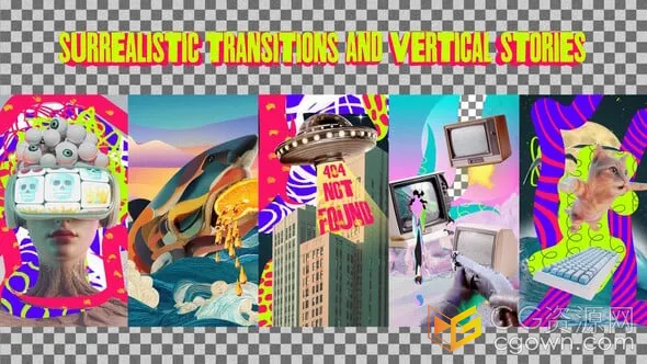 5个动画拼贴风格过渡和5个超现实风格复古纹理垂直创意宣传片-AE模板-CG资源网 5个动画拼贴风格过渡和5个超现实风格复古纹理垂直创意宣传片-AE模板