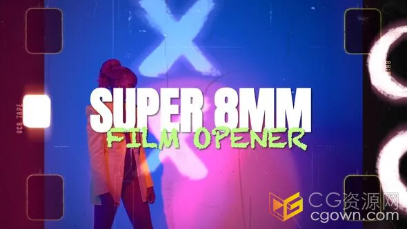 8mm胶片边框模拟复古电影摄像效果分屏动画开场介绍-AE模板