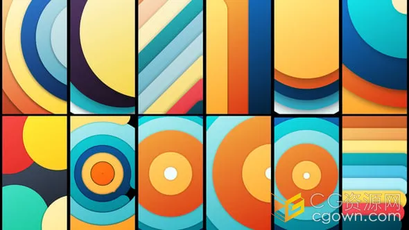 12个垂直彩色图形过渡适合在故事卷轴幻灯片插页式广告中使用-AE模板