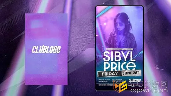 DJ俱乐部夜总会宣传派对公告垂直视频传单AE短视频模板