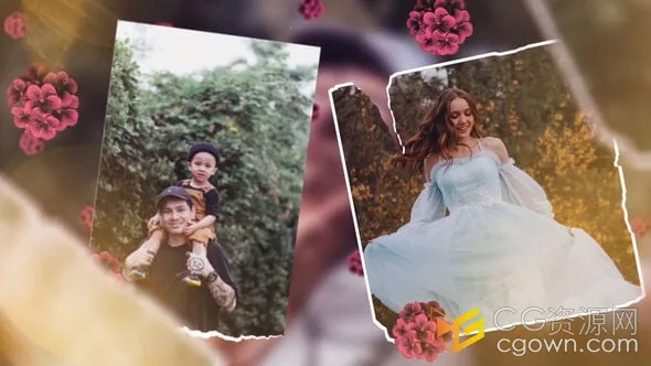 盛开的花朵效果柔和的漏光和温暖的怀旧过渡照片相册-AE模板-CG资源网 盛开的花朵效果柔和的漏光和温暖的怀旧过渡照片相册-AE模板