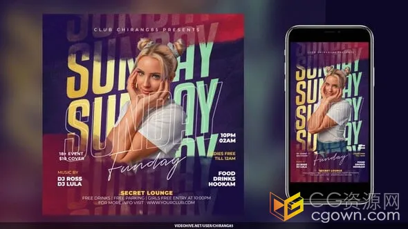 音乐会表演宣传单海报短视频-AE模板-CG资源网 音乐会表演宣传单海报短视频-AE模板