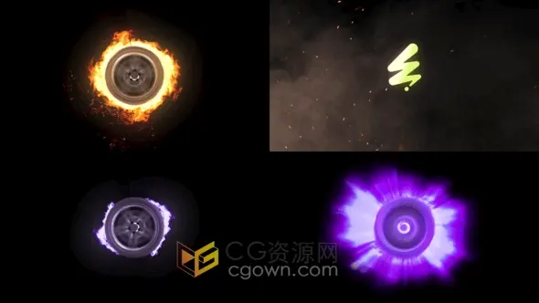 轮胎高速旋转燃烧火焰特效LOGO动画视频片头-AE模板