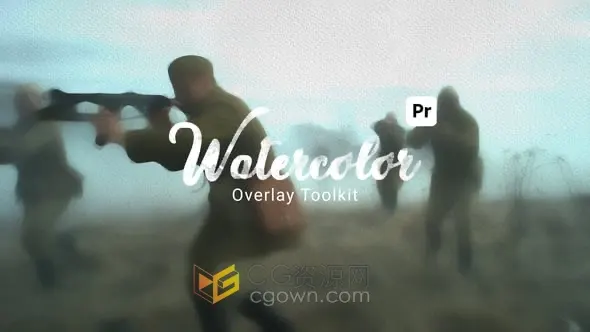 一键生成水彩艺术效果视频画面风格-PR模板