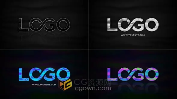 4种纹理质感LOGO效果视频片头动画4K分辨率-AE模板
