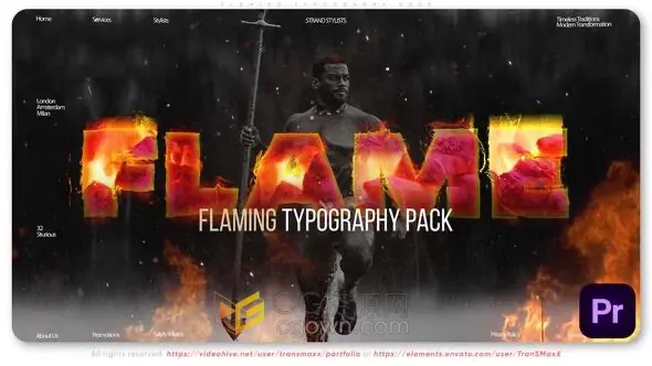 30组火焰燃烧火花效果文字标题动画-PR模板