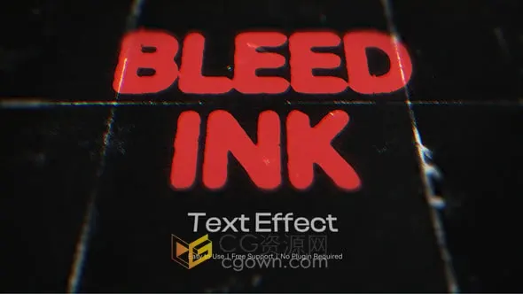 流血墨水文本效果文字标题动画效果-AE模板