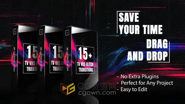 15种模拟老式电视故障VHS效果视频转场过渡-PR模板