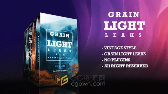 灰尘划痕颗粒胶片与梦幻般的漏光转场及视频特效-PR模板