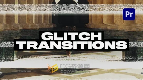 40个不同强度风格和独特声音效果的故障过渡适用6种最常见分辨率-PR模板