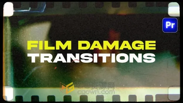 模仿老化胶片效果10个划痕闪烁漏光元素胶片损伤过渡-PR模板