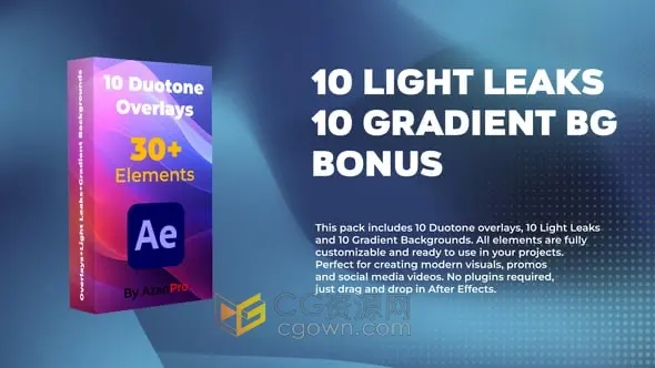 多种预设双色调叠加层漏光效果动画-AE模板