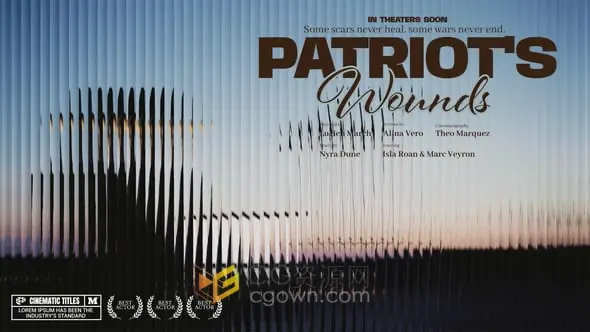 玻璃纹理叠加电影片名文字标题动画-AE模板