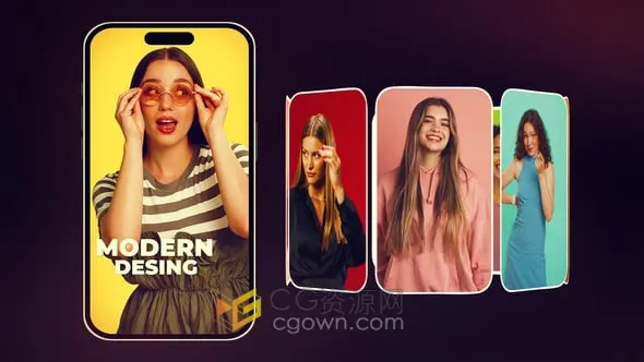 手机竖屏展示照片幻灯片动画视频制作-AE模板