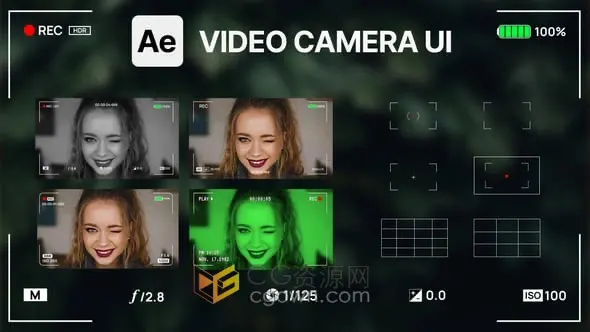 摄像机录制取景器相机UI元素屏幕叠加效果-AE模板-CG资源网 摄像机录制取景器相机UI元素屏幕叠加效果-AE模板