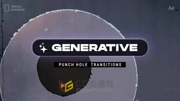 故障打孔效果视频转场支持竖屏分辨率-AE模板