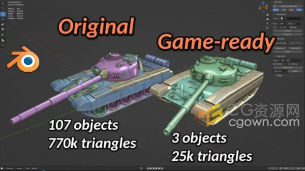 Blender插件GamiFlow V1.9.0高多边形转低多边形模型