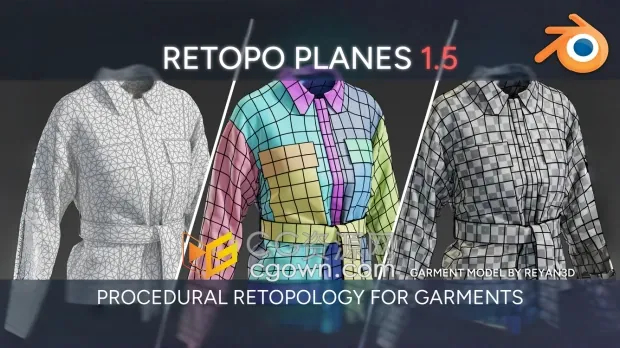 Blender插件Retopo Planes v1.6重新拓扑衣服工具