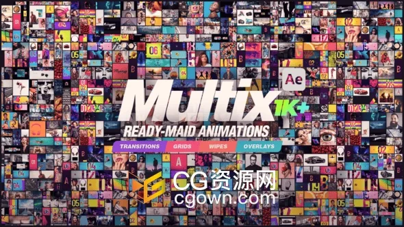 Multix扩展脚本与AE模板多画面网格拼贴分屏展示动画1000种预设