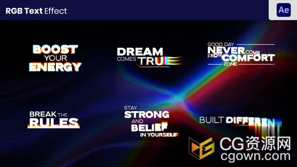 逼真的色差多彩RGB分割效果故障版式文本动画-AE模板