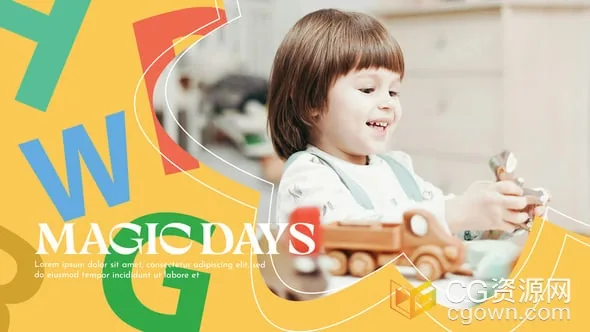 儿童幻灯片动画幼儿园创意课程活动公告宣传视频-AE模板