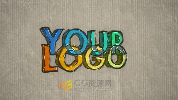 手繪鉛筆涂鴉風格化LOGO動畫演繹視頻片頭AE模板