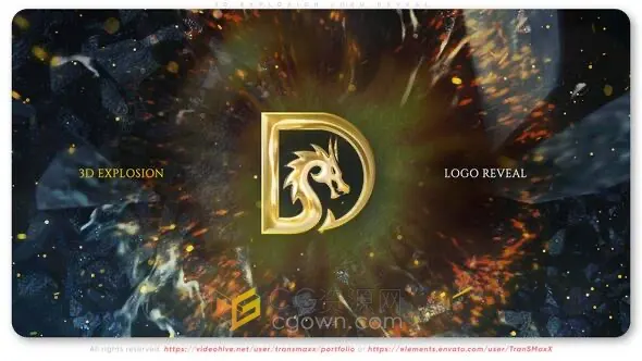 3D爆炸灰塵火花火焰視覺特效LOGO視頻片頭-AE模板