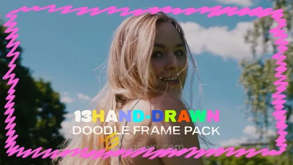 13組手繪素描涂鴉風格邊框疊加元素動畫AE模板