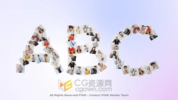 照片拼贴成字母效果动画视频AE模板-CG资源网 照片拼贴成字母效果动画视频AE模板