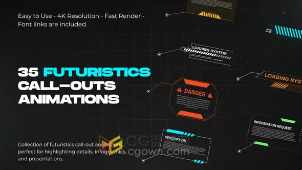 35组科技感设计呼出指线注释文字标题动画AE模板