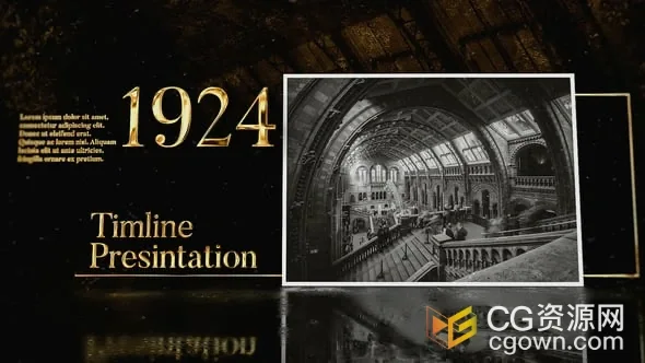 复古风金色文字介绍历史幻灯片时间线展示人物传记战争纪录片-AE模板