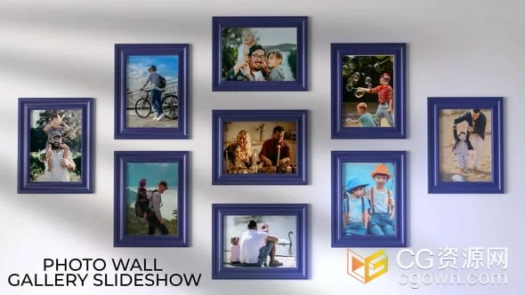 AE视频模板-居家场景温馨干净墙面相框照片相册