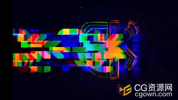 Glitch故障Logo发光能量色差效果游戏标志片头-AE模板