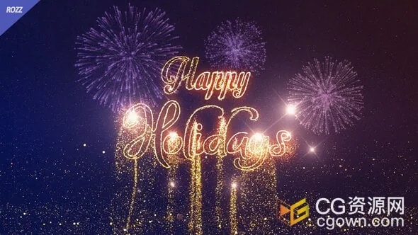 闪闪发光金色粒子线形成节日祝福文本视频开场-AE模板