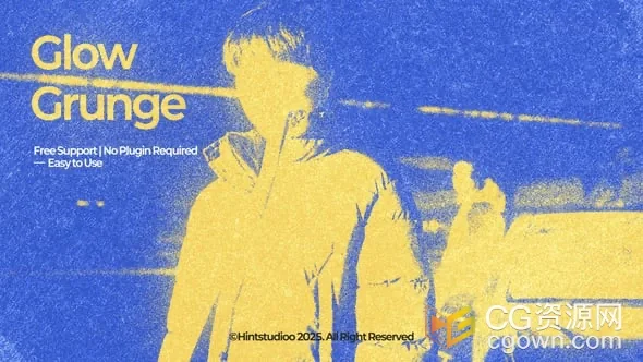 颓废风发光轮廓模拟霓虹灯破损表面光晕效果粗犷氛围叠加-AE模板