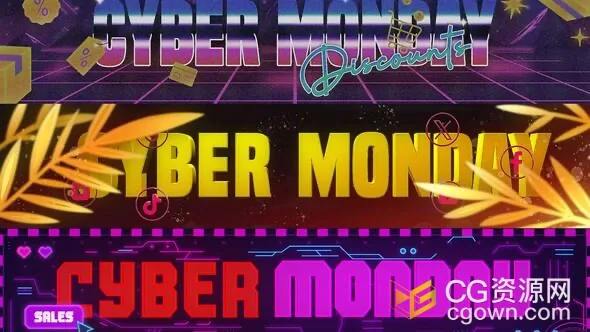 6个不同风格的超宽促销广告横幅-AE模板