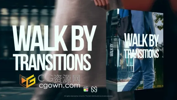 FCPX插件42种前景遮罩人物走动视频转场动画Walk By Transitions