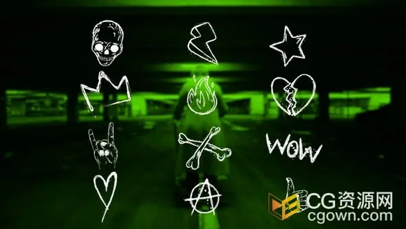 马克笔手绘线条涂鸦元素动画12种PR模板下载